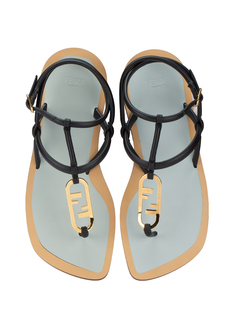 Nappa O'Lock Gladiator Flat Sandals Nero Sz 38