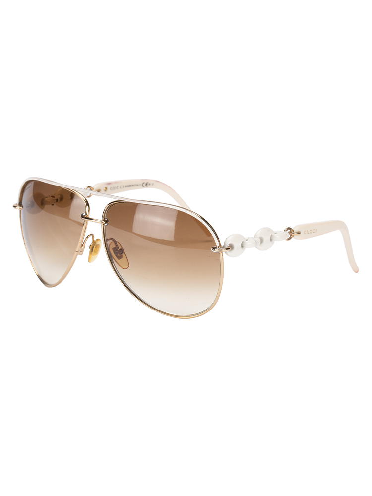 GG 4225/S Marina Chain Aviator Sunglasses White Gold