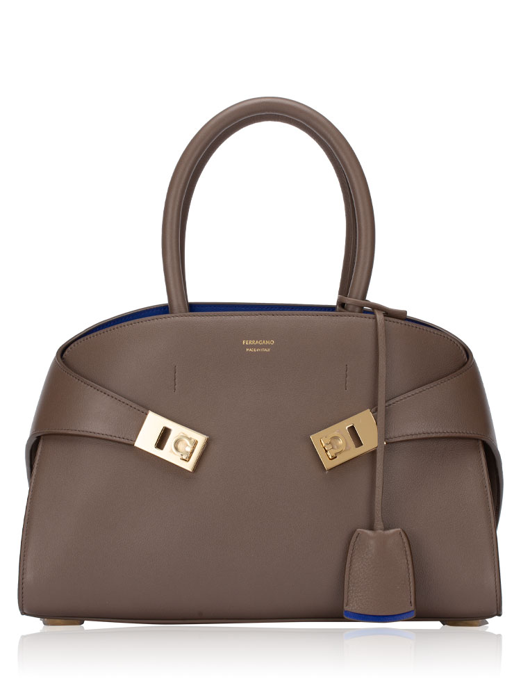 Bicolor Soft Calfskin Hug Medium Shoulder Bag Clay Lapis Lazuli