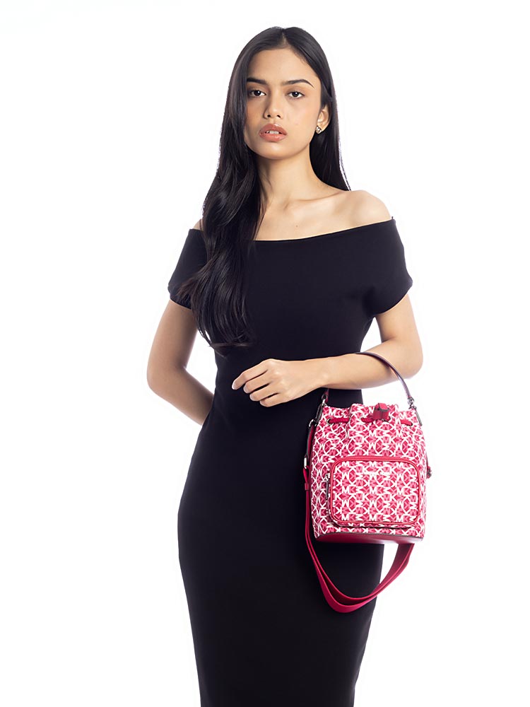 Signature Khai Small Bucket Bag Dark Raspberry