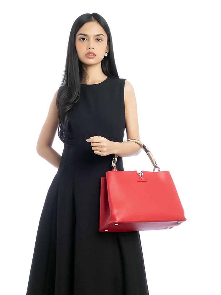 Taurillon Capucines MM with Phyton Handles Rubis