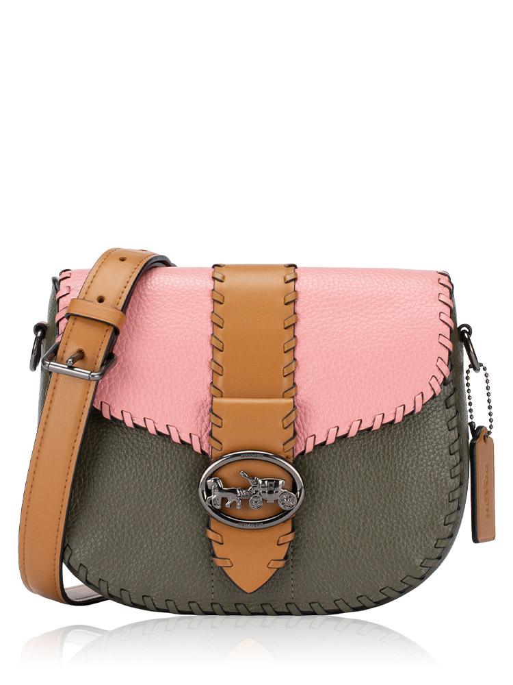 C4106 Georgie Colorblock Whipstitch Saddle Bag Surplus Bubblegum