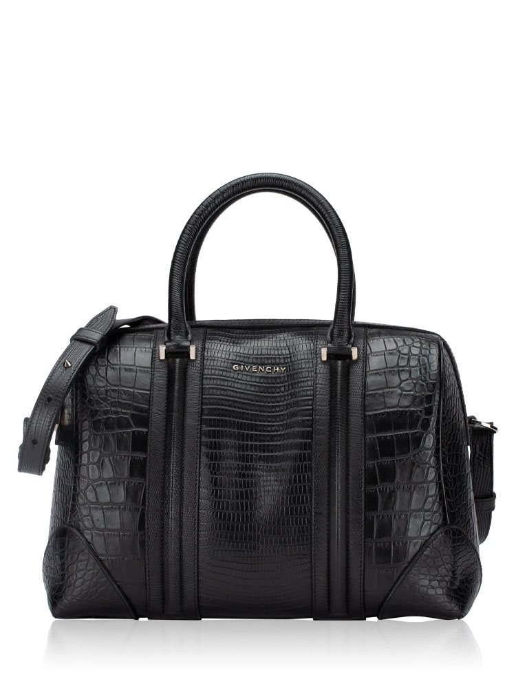 Croco Embossed Medium Lucrezia Black