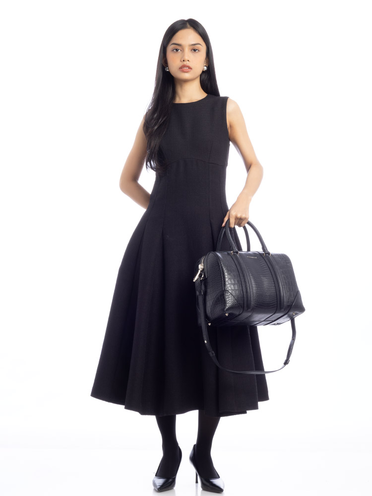 Croco Embossed Medium Lucrezia Black