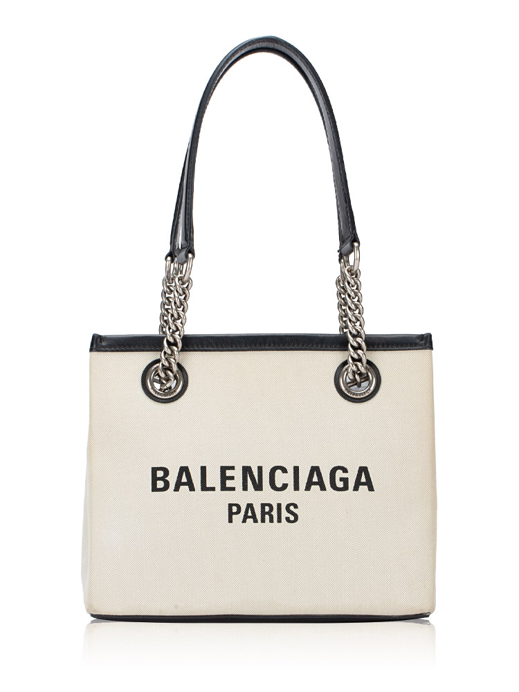 Canvas Logo Duty Free Small Tote Natural Black