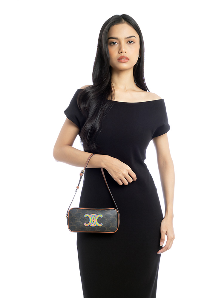 Triomphe Mini Camera Bag Tan Multicolor