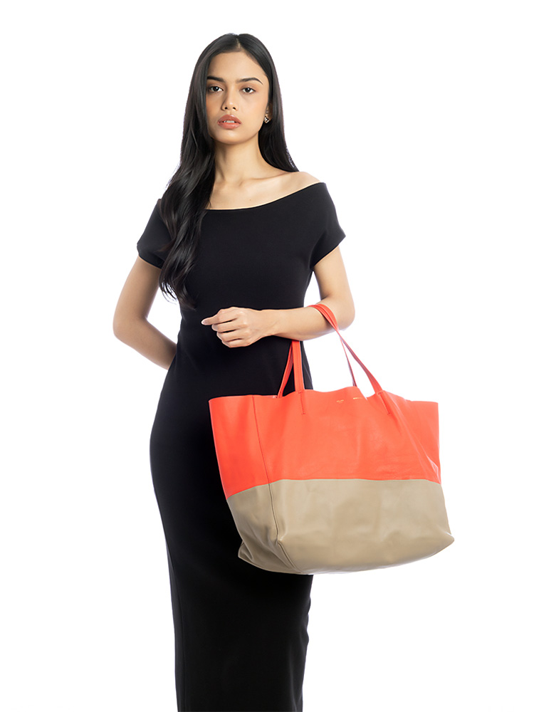 Lambksin Horizontal Bi-Cabas Primary Red Beige