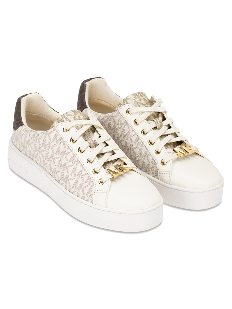 Signature Poppy Lace Up Mini Sneakers Vanilla Sz 7.5