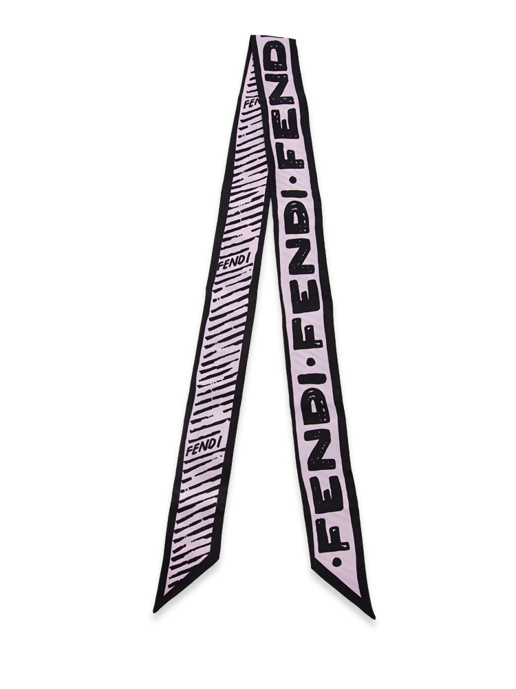 Silk Wrappy Bandeau Scarf Pink Black