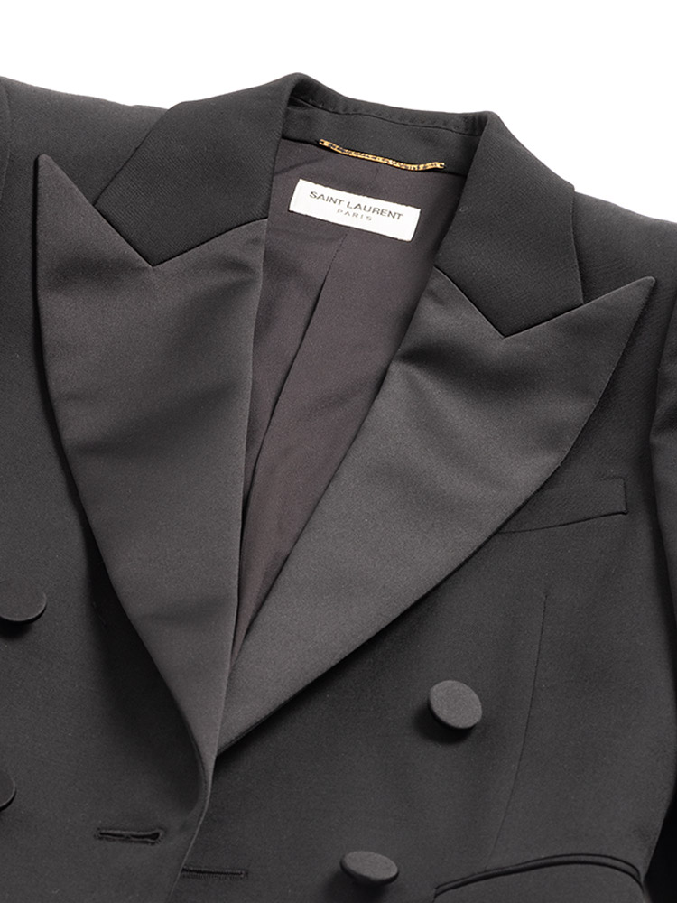 Womens Wool Open-Front Cropped Tuxedo Black Sz M