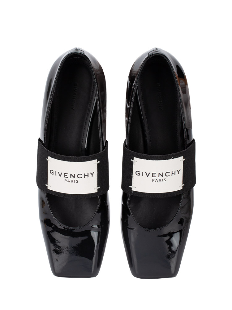 Patent Calfskin Squared Ballerina Flat Black Sz 37