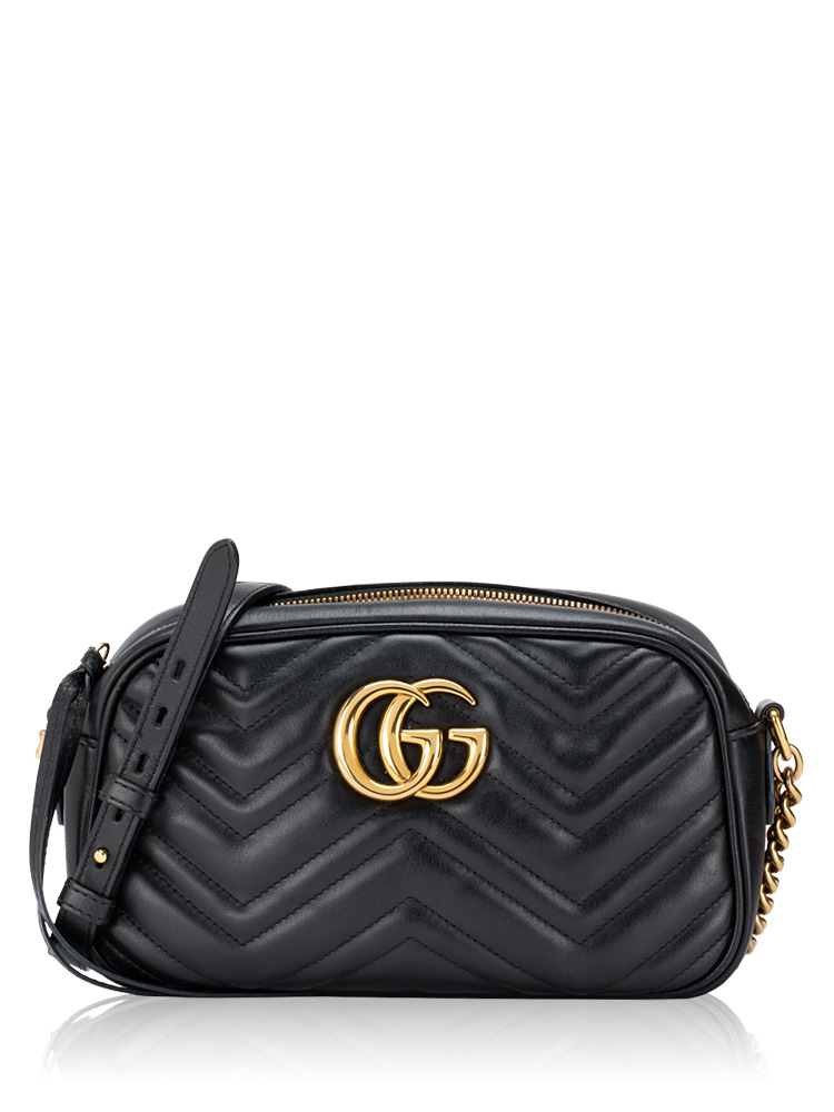 Calfskin Matelasse GG Marmont Small Camera Bag Black