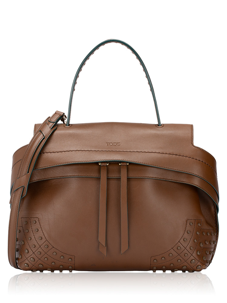 Calfskin Wave Medium Bag Brown