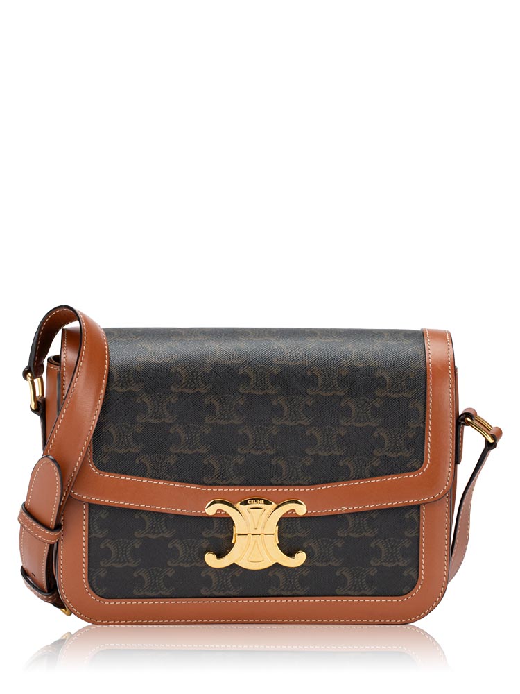 Canvas Triomphe Medium Shoulder Bag Tan