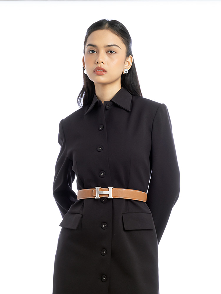 Box Togo 32mm H Belt Black Gold Sz 80