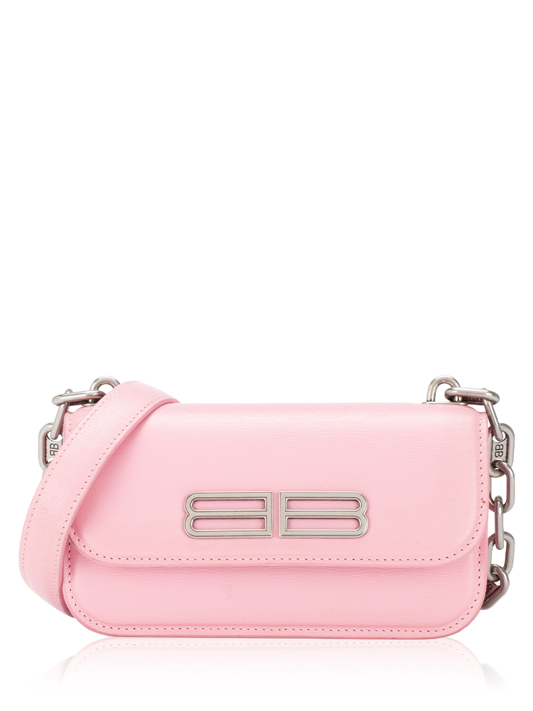 Calfskin Stripe Embossed Gossip XS Chain Bag Candy Pink