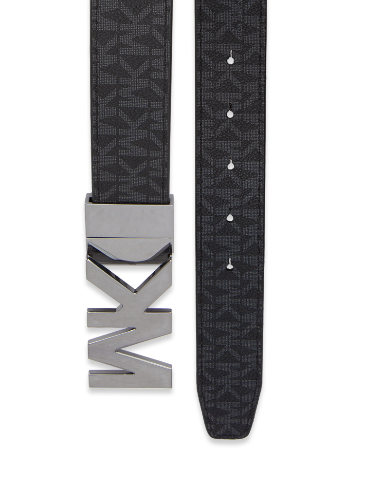 Men Signature Leather Reversible Belt Black
