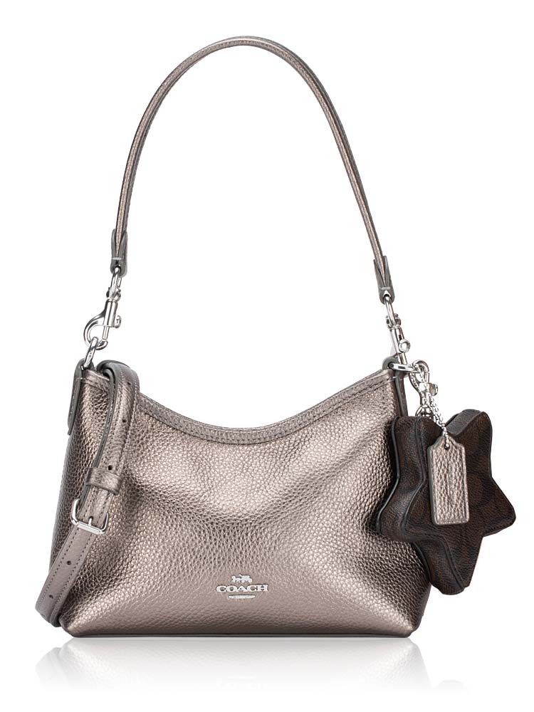 CCF16 Laurel Metallic Leather With Star Charm Small Shoulder Bag Graphite