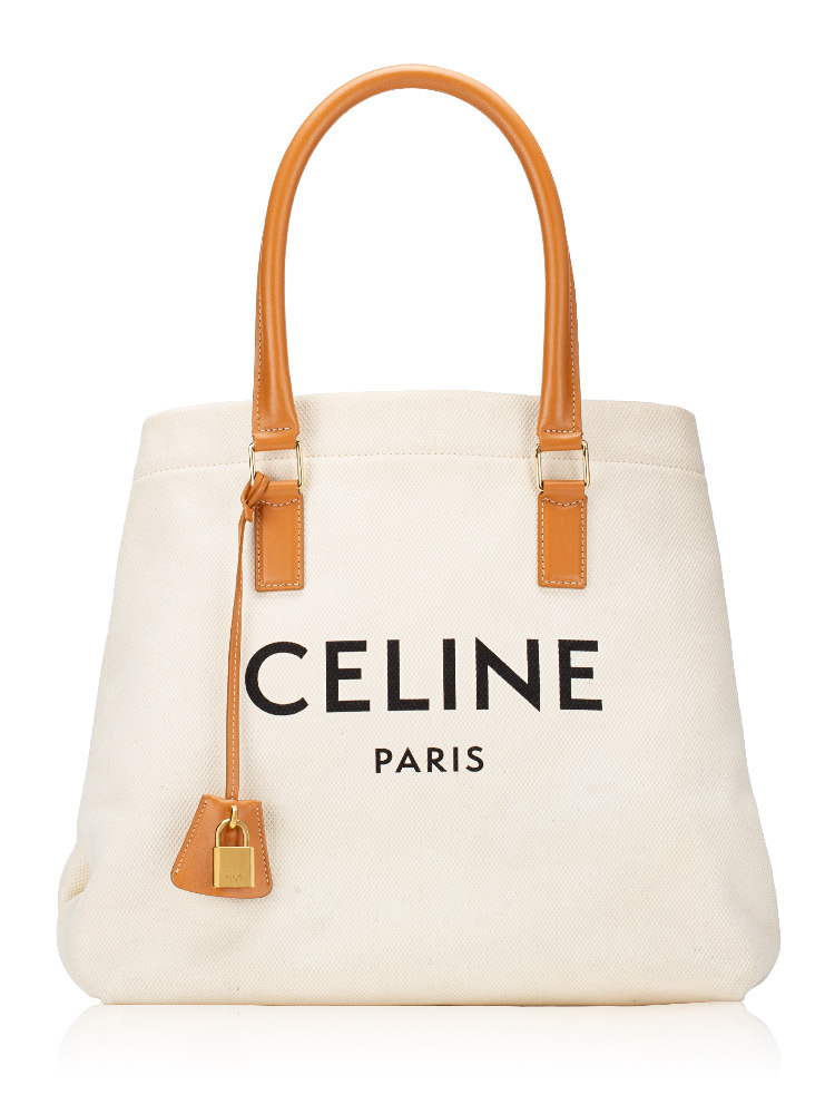 Canvas Calfskin Horizontal Cabas Natural Tan