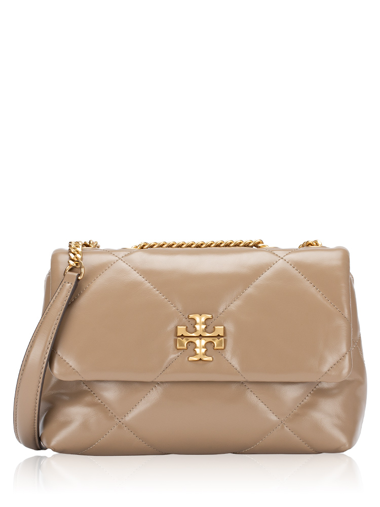 Kira Diamond Quilt Small Flap Bag Taupe Oak