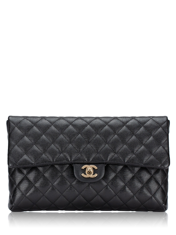 Caviar Classic Flap Clutch Black