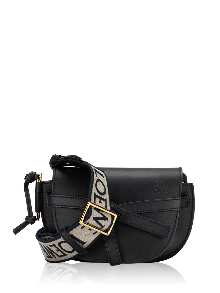 Calfskin Jacquard Gate Dual Mini Bag Black