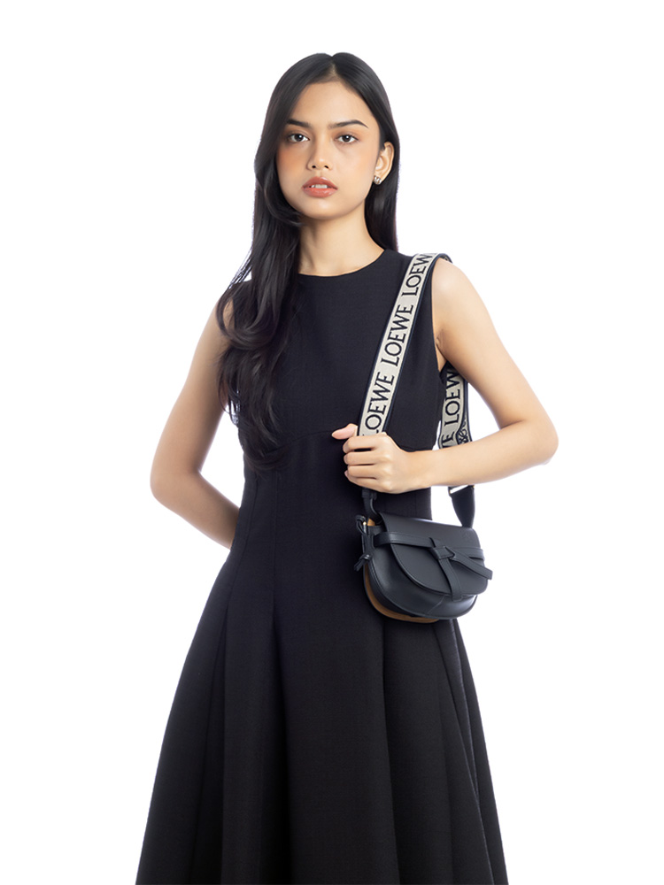 Calfskin Jacquard Gate Dual Mini Bag Black