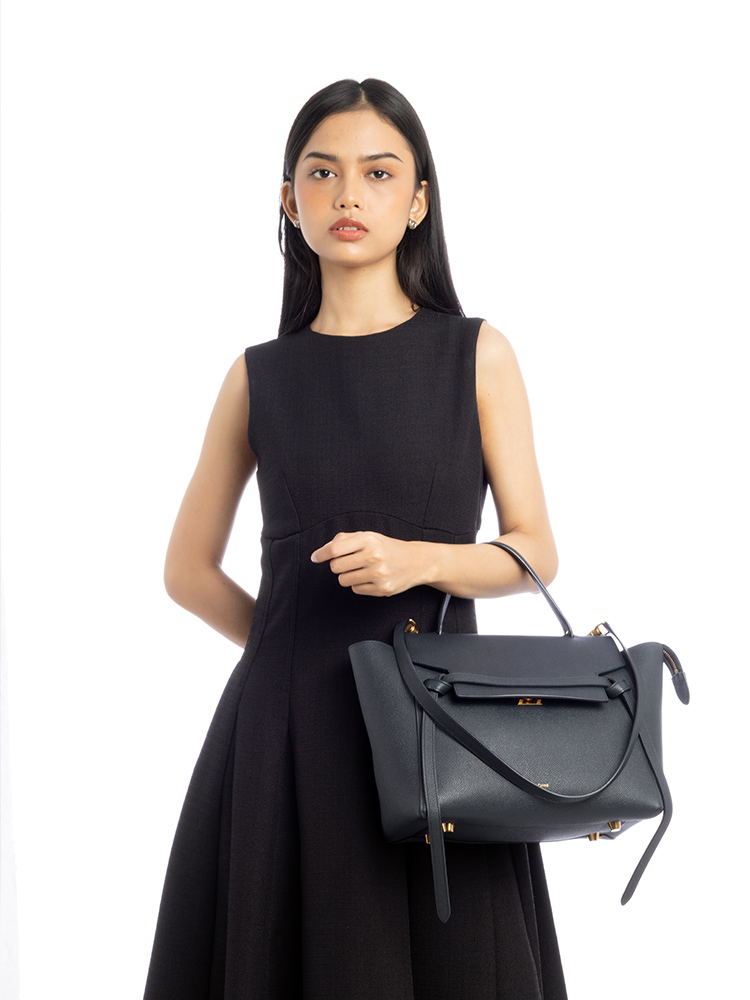 Grained Calfskin Mini Belt Bag Black