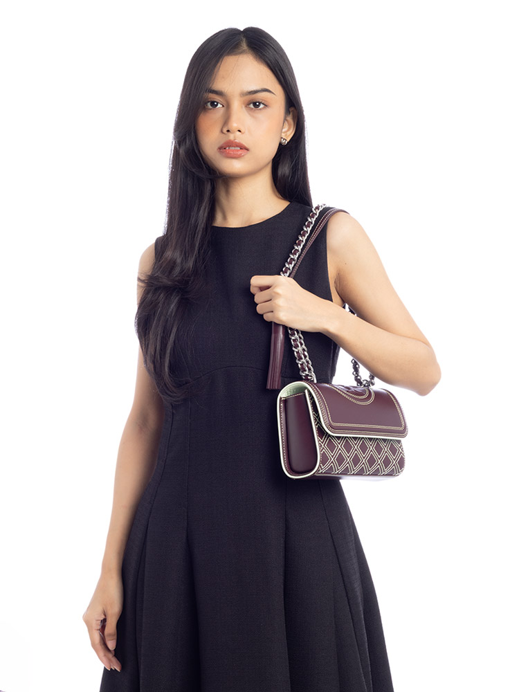 Fleming Pop Stitch Small Shoulder Bag Beetle Berry