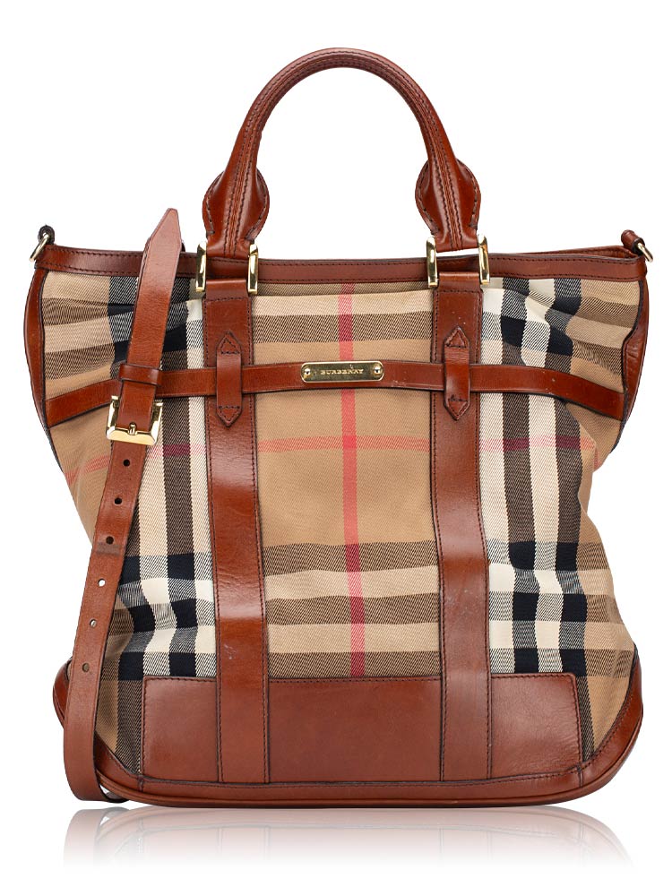 Canvas House Check Tote Dark Tan