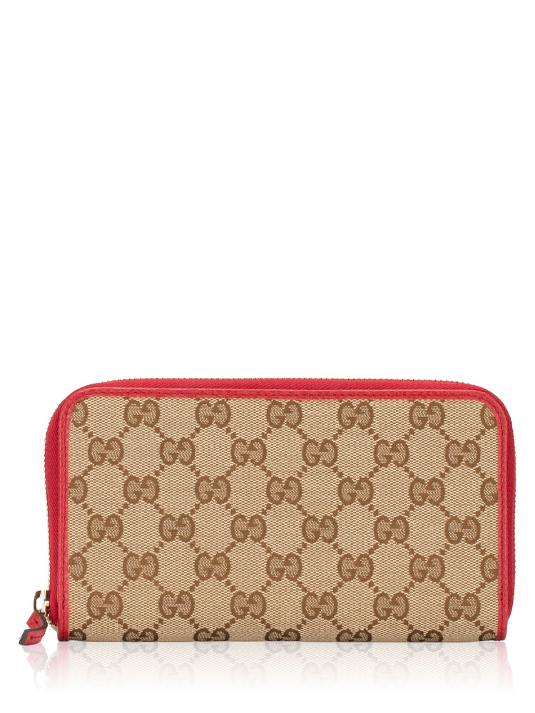 GG Canvas Zip Wallet Beige Ebony Rosso