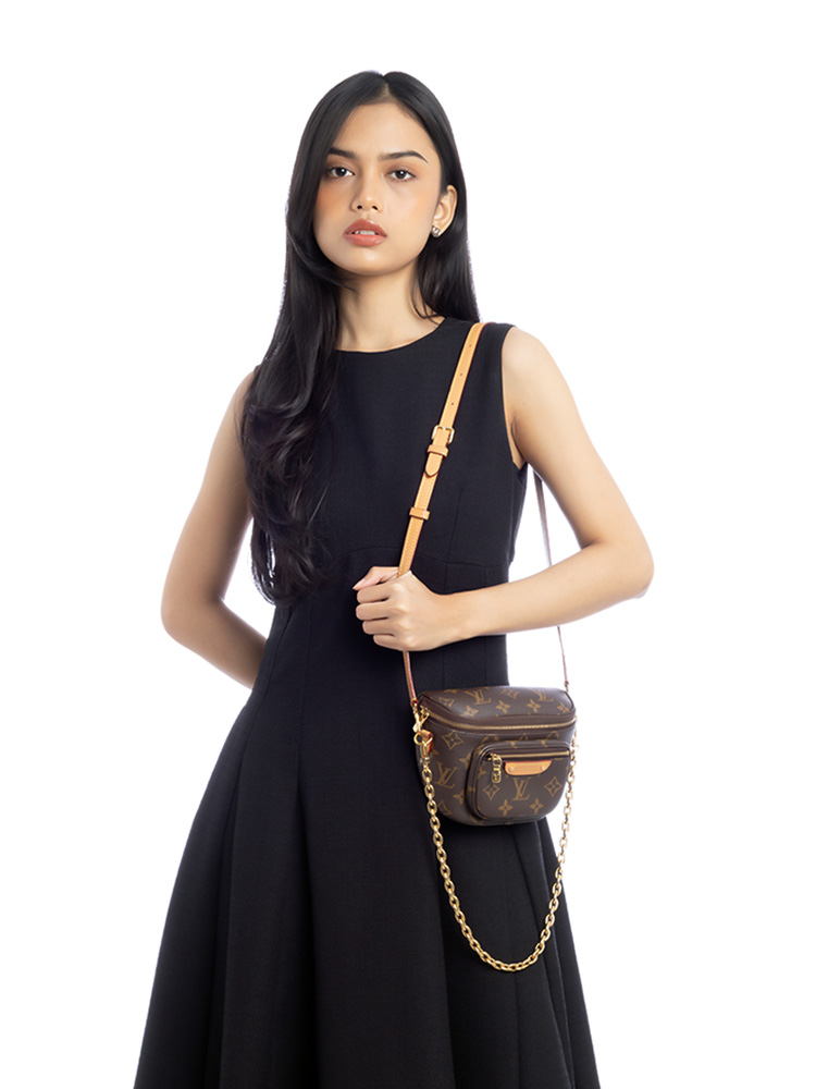 Monogram Mini Chain Bumbag with Leather Strap