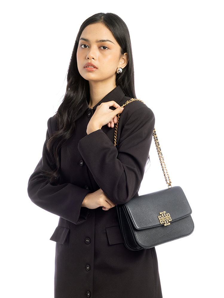 Britten Leather Small Adjustable Shoulder Bag Black