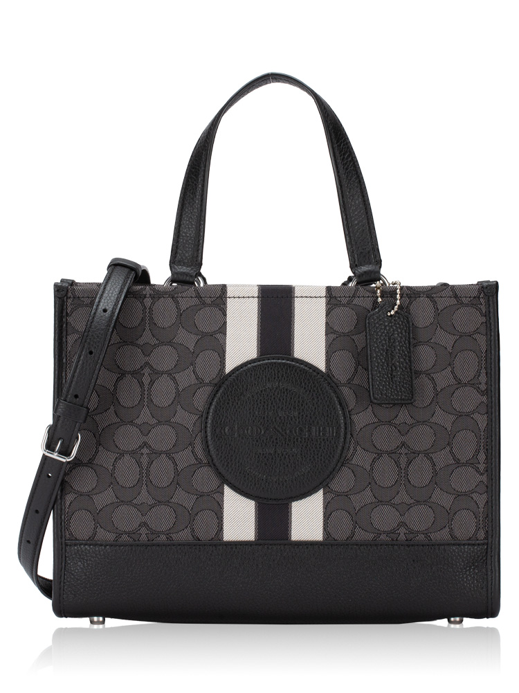 CQ877 Signature Jacquard Stripe Dempsey Carryall Black Smoke
