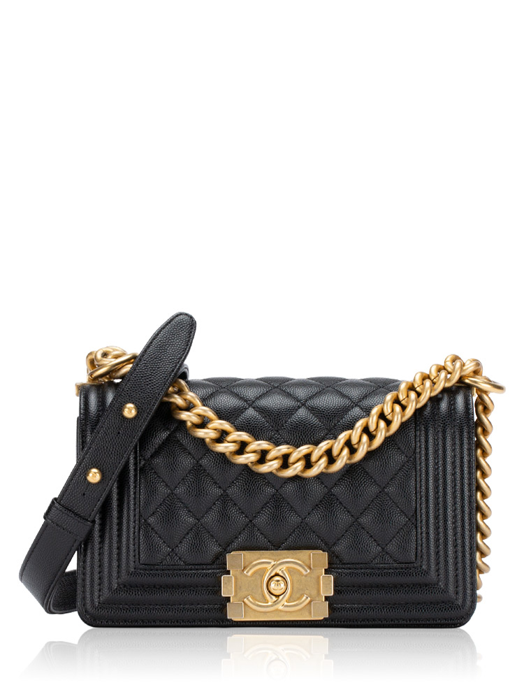 Caviar Boy Small Flap Bag Black