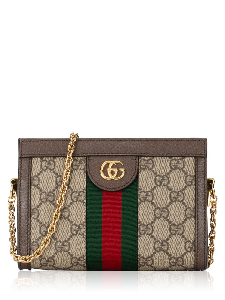 GG Supreme Web Ophidia Mini Chain Shoulder Bag Beige Ebony