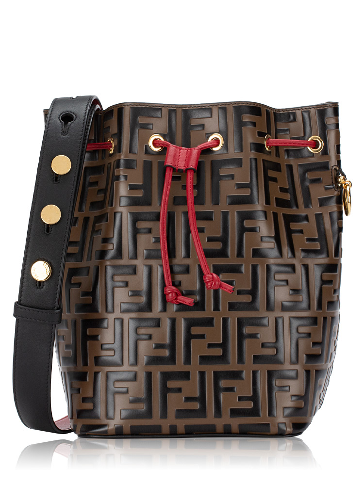 Vitello Grace F is Fendi FF 1974 Mon Tresor Grande Bucket Bag Black Fragola