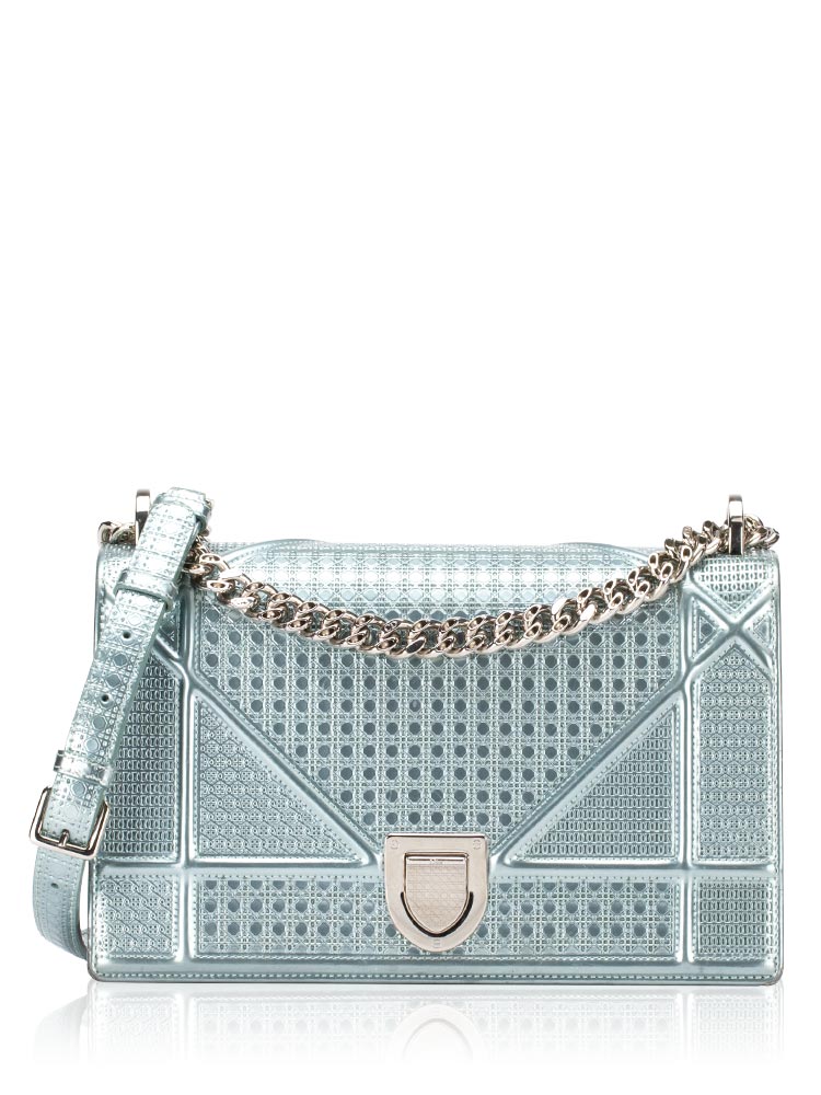 Micro-Cannage Diorama Medium Flap Bag Light Blue