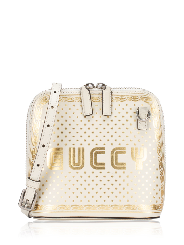 X SEGA GUCCY Stars Mini Dome Shoulder Bag Mystic White Gold