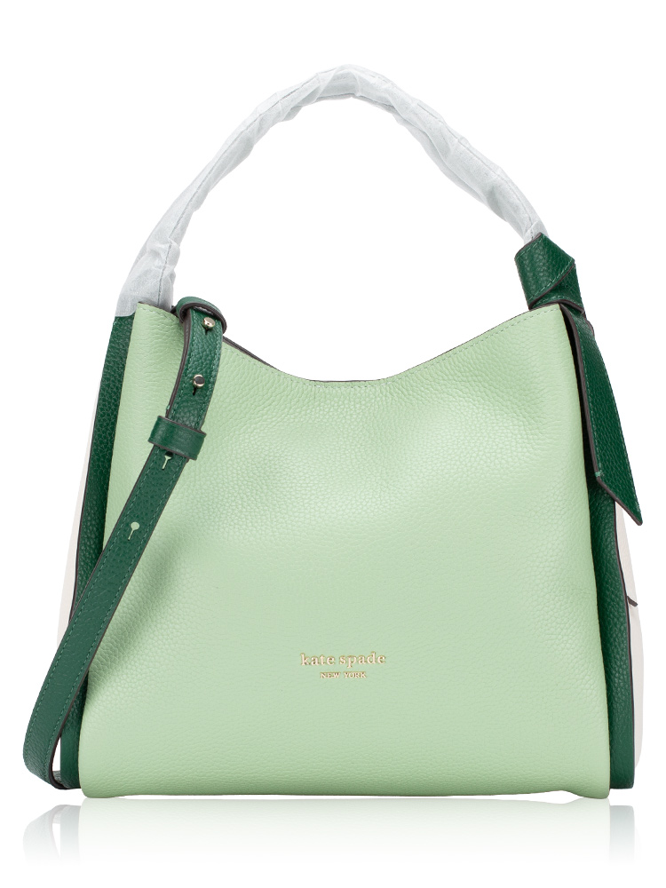 Colorblock Leather Knott Crossbody Beach Glass