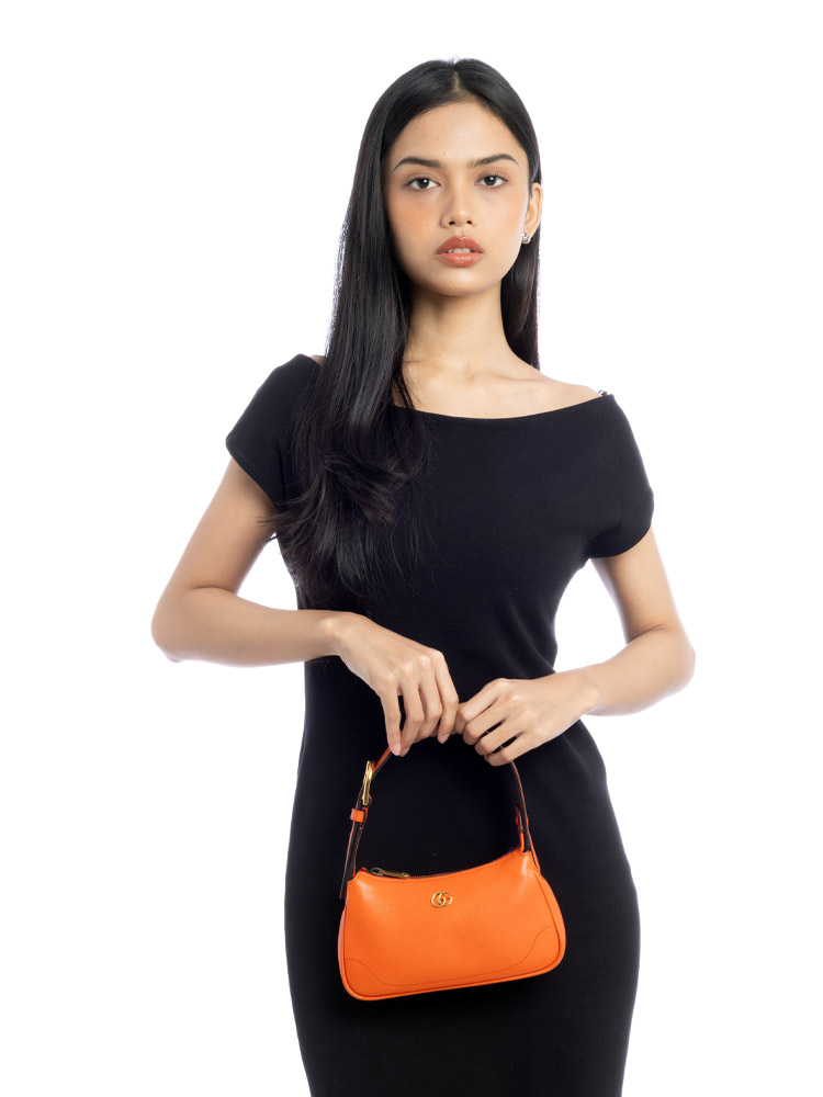 Goatskin Aphrodite Mini Shoulder Bag Orange