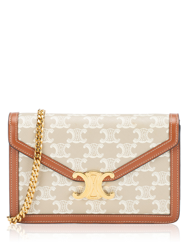 Canvas Triomphe Margo Wallet on Chain Greige Tan