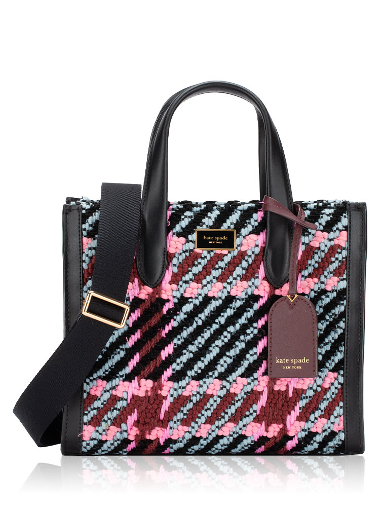 Manhattan Plaid Small Tote Dark Merlot