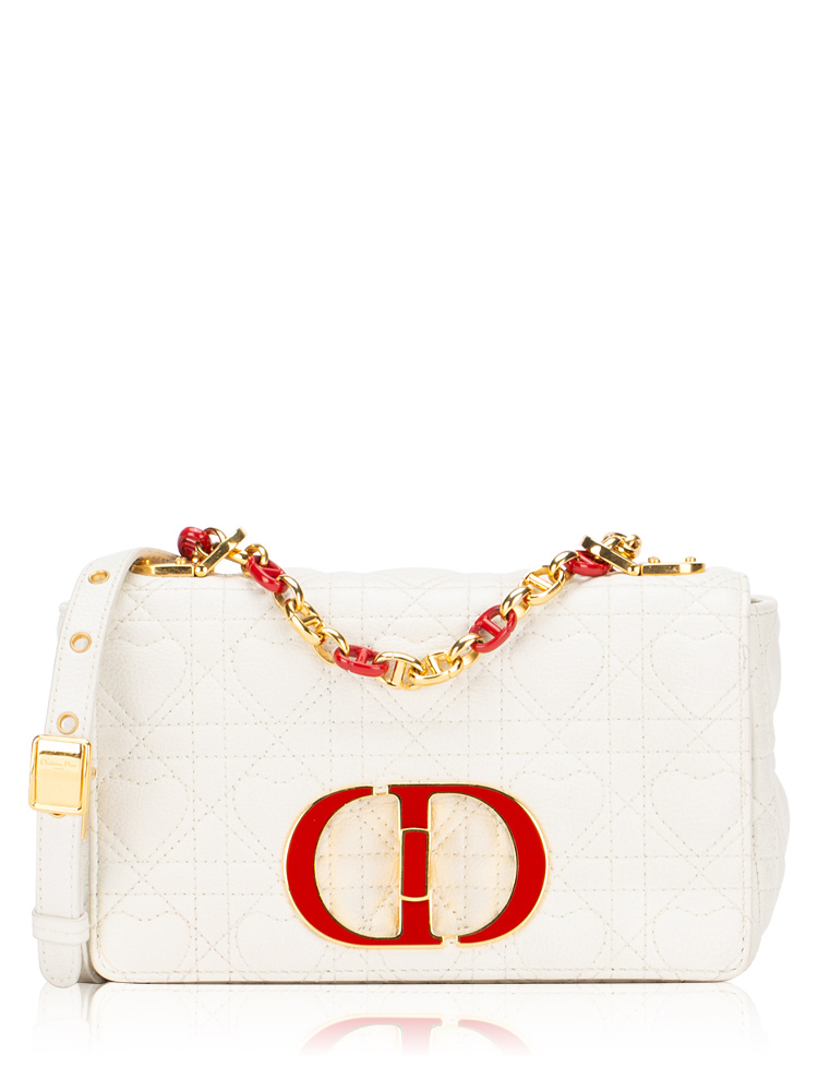 Calfskin Heart Cannage Dioramour Caro Small Shoulder Bag Latte