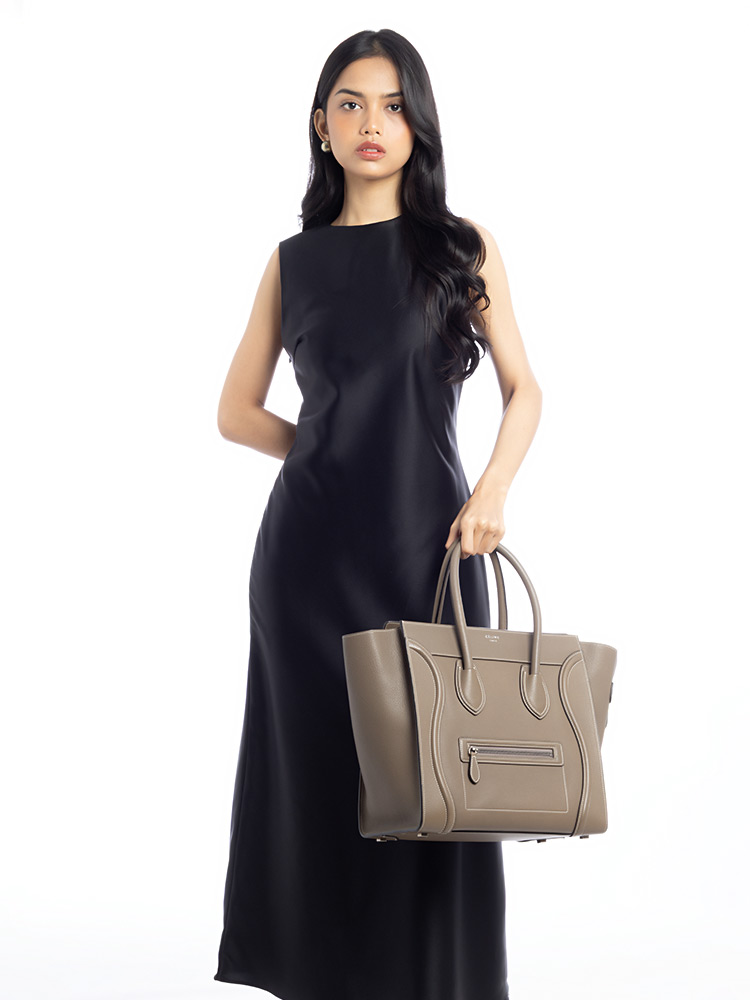 Drummed Calfskin Mini Luggage Souris