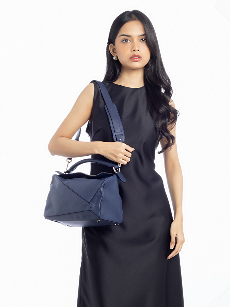 Calfskin Medium Puzzle Bag Marine