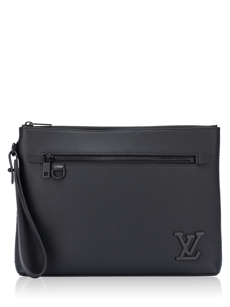 Grained Calfskin Aerogram Takeoff Pouch Noir