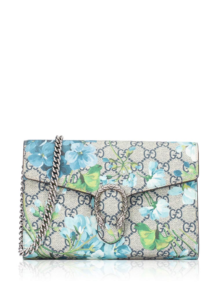 GG Supreme Blooms Dionysus Chain Wallet Beige Vintage Blue