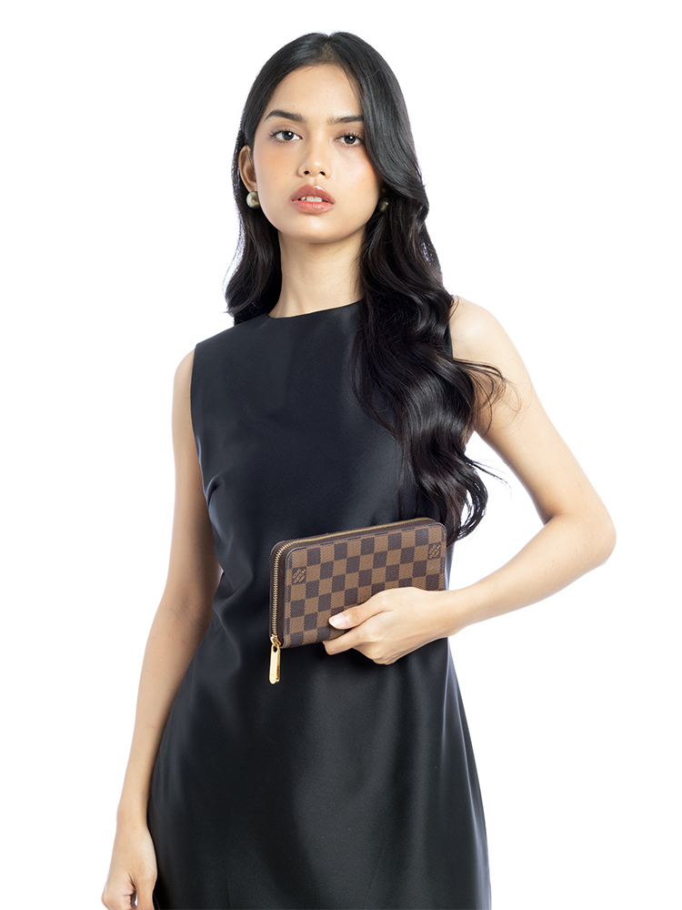 Damier Ebene Zippy Wallet NM Rose Ballerine