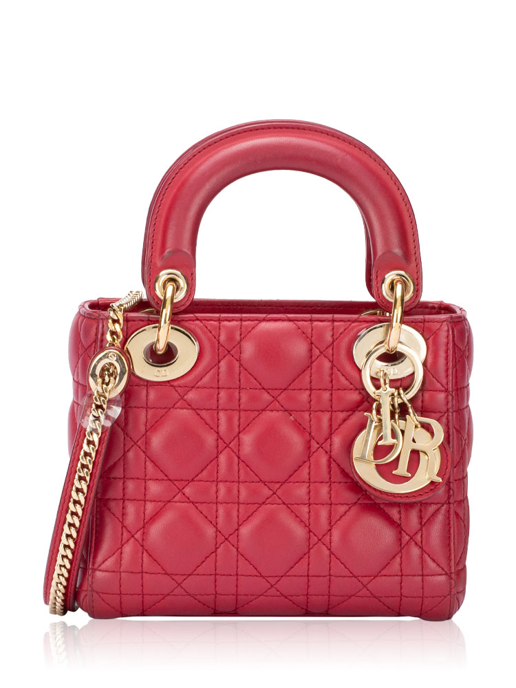 Lambskin Cannage Mini Lady Dior Red